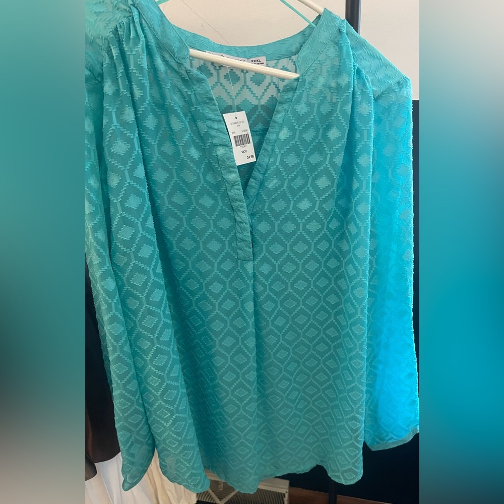 Retro Threads Sheer Lightweight Button Up Blouse